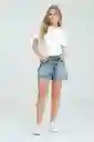 Short Denim Mom Color Azul Medio Talla 12 Ragged