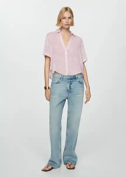 Blusa Coconut Rosa Pastel Talla S Mujer Mango