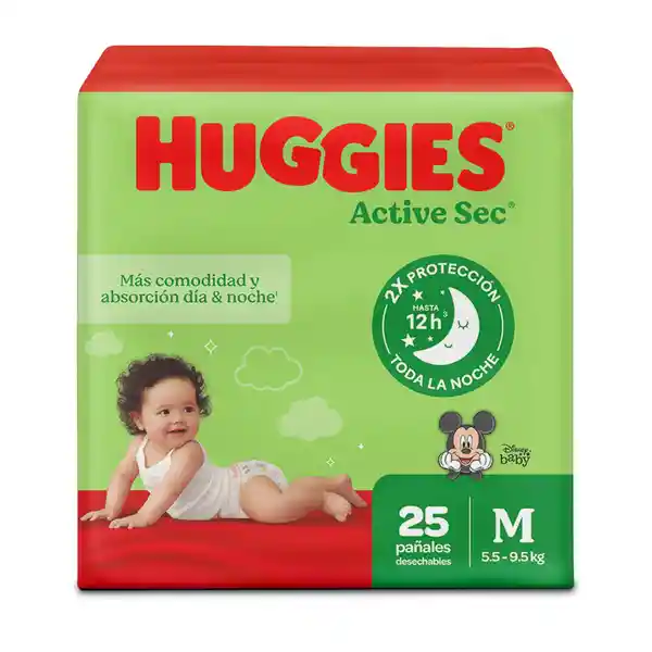 Pañal Huggies Active Sec Etapa 2/M Comodida y Absorción 25 Und