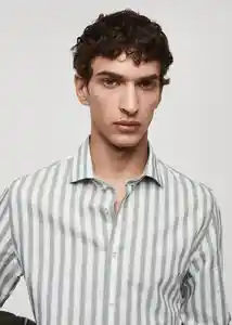 Camisa Rug Verde Talla M Hombre Mango