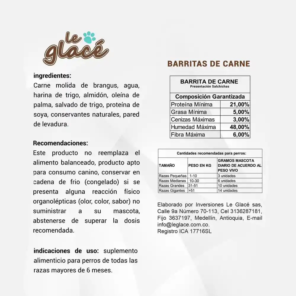 Le Glacé Snack Para Perro Barrita De Salchicha