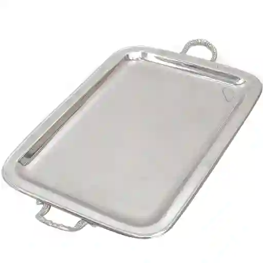 Decoriente Bandeja Rectangular Borde Liso Plateado 44 x 31 cm