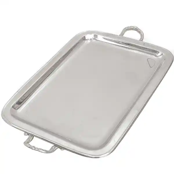 Decoriente Bandeja Rectangular Borde Liso Plateado 44 x 31 cm