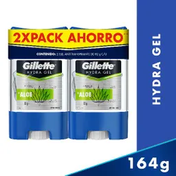 Gillette Hydra Desodorante en Gel Aloe 164 g X 2