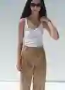 Pantalón Mila Beige Talla 40 Mujer Mango