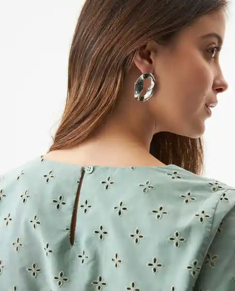 Blusa Eyelet Longsleeve Verde Golfo Medio Talla M Chevignon