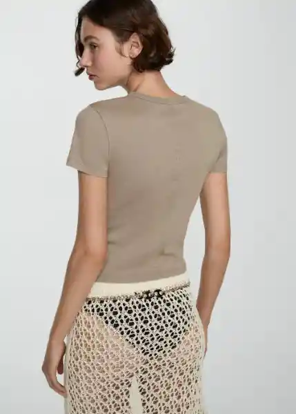 Camiseta Zani Beige Talla S Mujer Mango