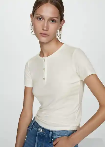 Camiseta Centeno Blanco Talla M Mujer Mango