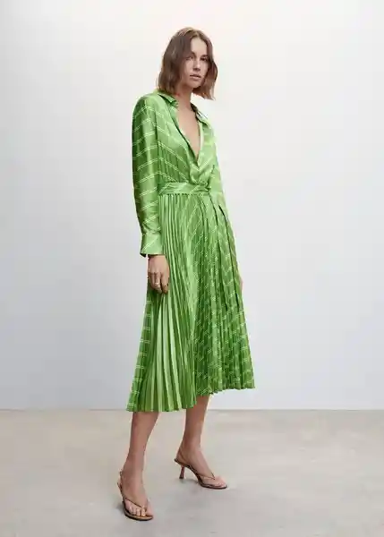 Vestido Galo Verde Talla L Mujer Mango