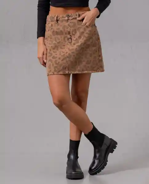 Falda Corta Mujer Print Cafe Biscuit Medio Talla 10 75097 Rifle