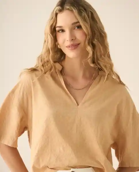 Camisa Beige Latte Medio Talla S 613G033 Esprit