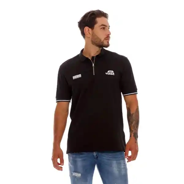 Pilatos Polo Manga Corta Negra Talla L