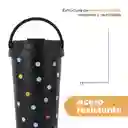 Vaso Acero Asa Dots Negro 500 mL Miniso