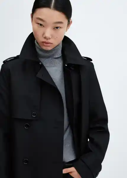 Abrigo Trench Chicago Negro Talla M Mujer Mango