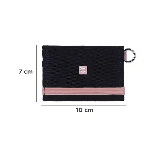 Tarjetero Negro Con Franja Rosa Miniso