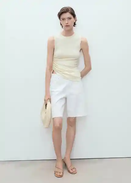 Bermuda Anne Blanco Talla 36 Mujer Mango