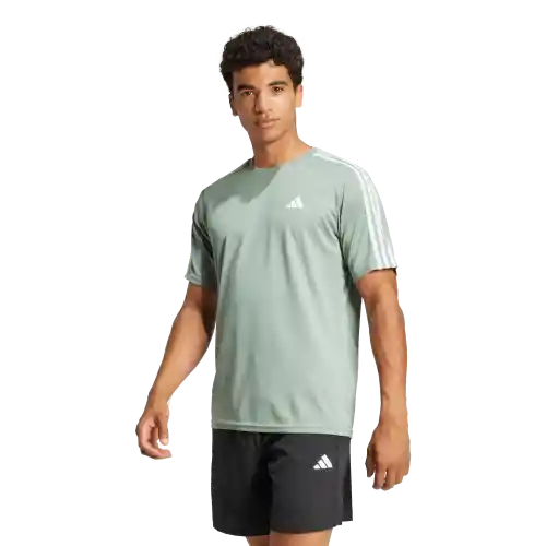 Adidas Camiseta Tr-Es Base 3S Manga Corta de Hombre Verde L