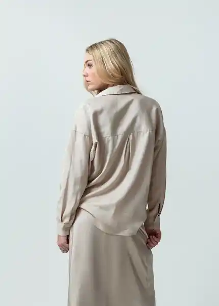 Camisa Elizza Mujer Crudo Pluma Medio Talla M/L 412G344 Naf Naf