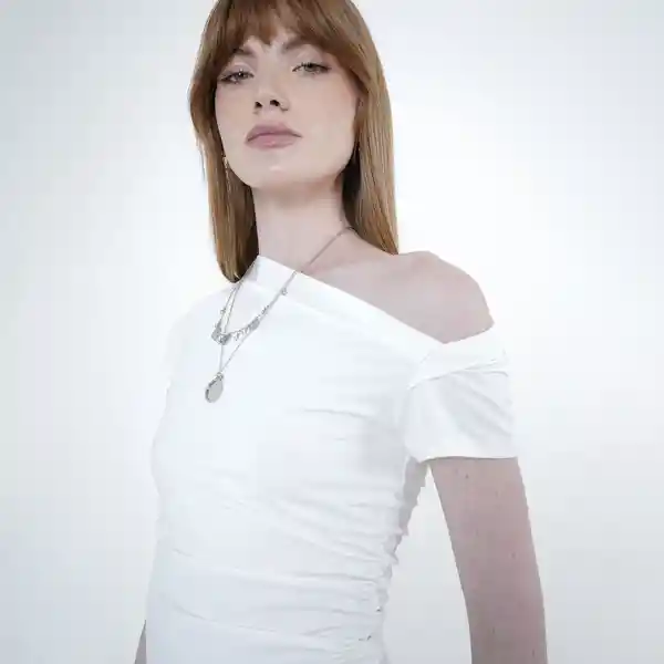 Camiseta Asimetría Lateral Blanco M Fuera de Serie