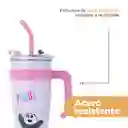 Vaso de Acero Pared Simple Con Asa Panda Wbb Rosa 1.6 L Miniso