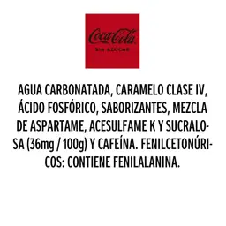 Coca-Cola sin Azúcar Gaseosa Sabor a Cola sin Calorías en Lata