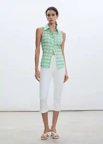 Camisa Paulita Verde Talla S Mujer Mango