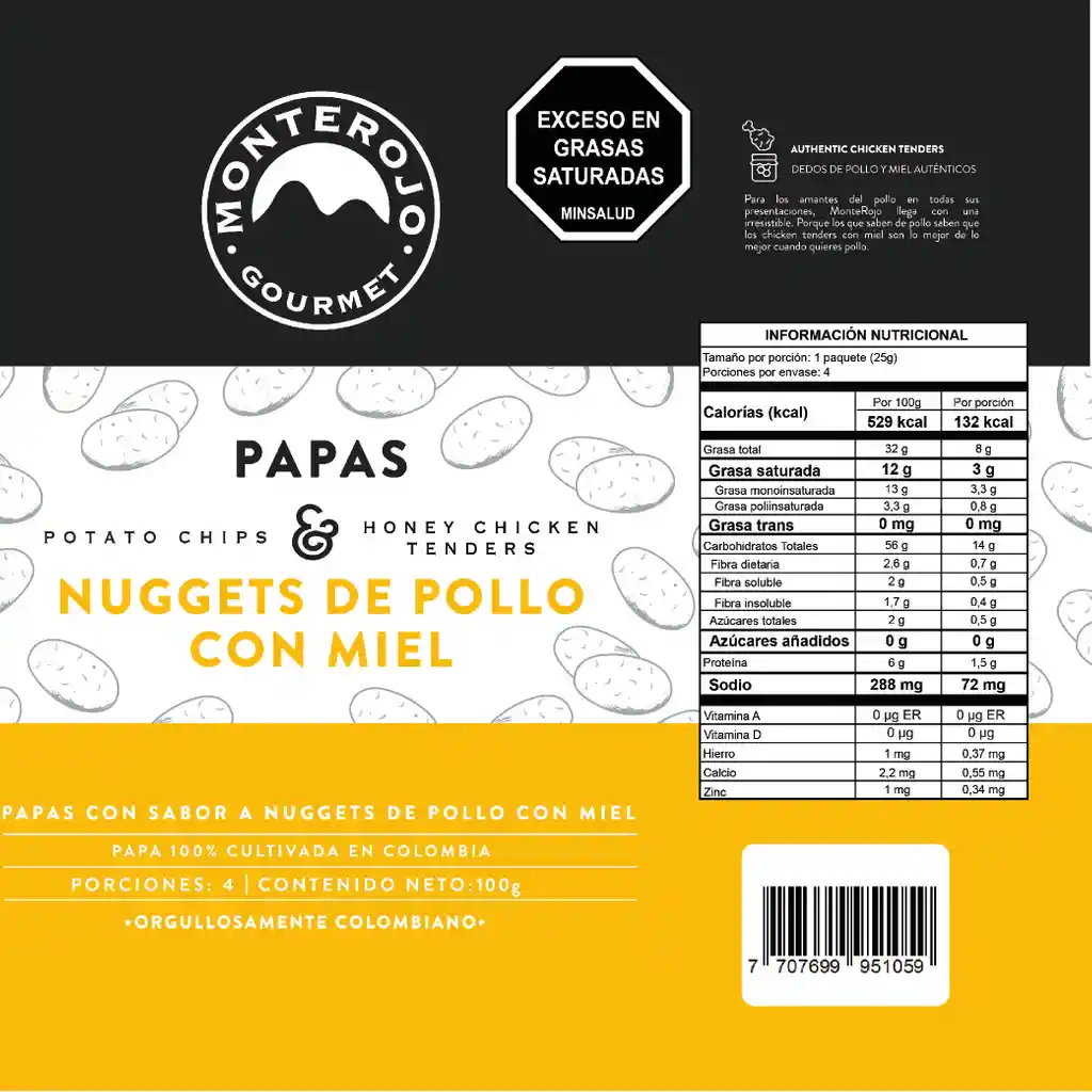 Papas Nuggets De Pollo Con Miel 100gr MonteRojo Gourmet 