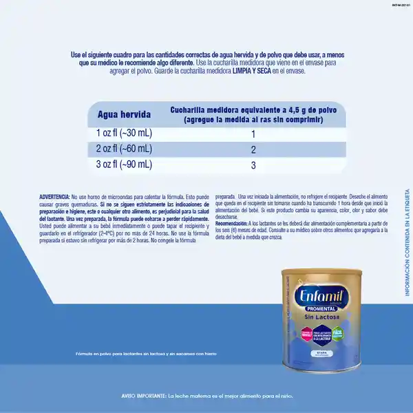 Fórmula Infantil Enfamil Premium Promental Sin Lactosa 400 g