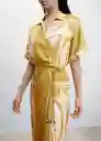 Vestido Oliva Mostaza Talla S Mujer Mango