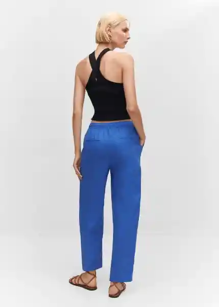 Pantalón Linen Azul Talla XS Mujer Mango