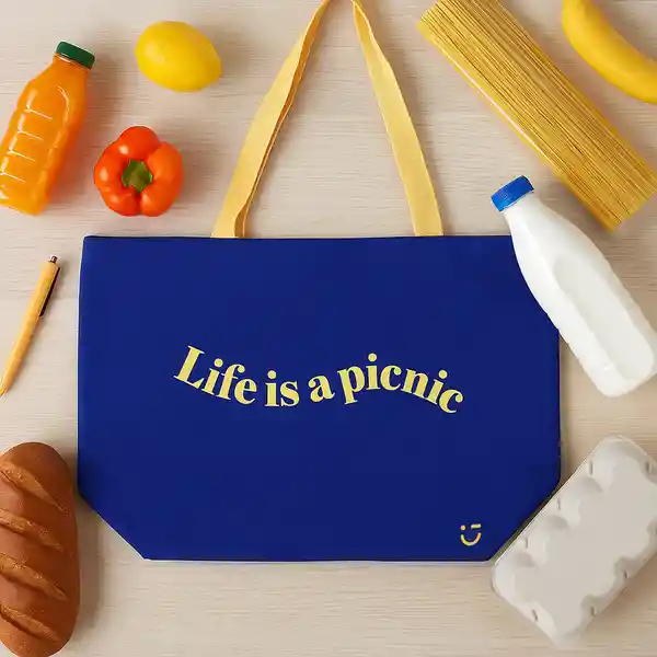 Bolsa de Compras Life's a Picnic Azul Miniso