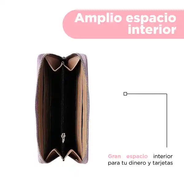 Cartera Para Mujer Larga Diseño de Rombos en Relieve Lila Miniso