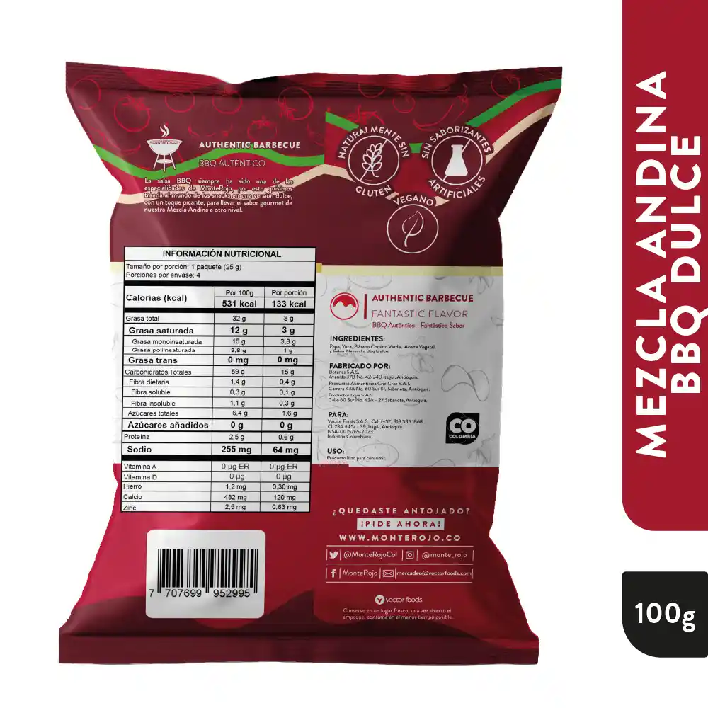 Monter Rojo Mezcla Andina BBQ Dulce 100gr