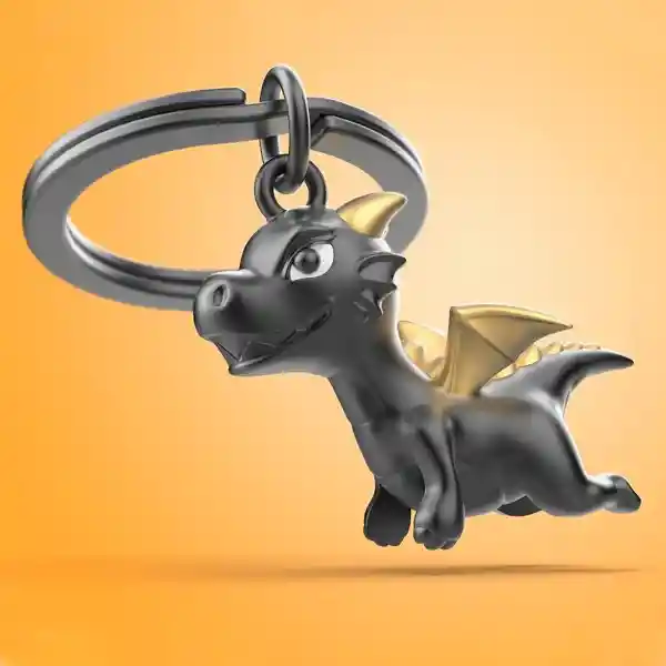 Metalmorphose Llavero Con Diseño Dragón Negro