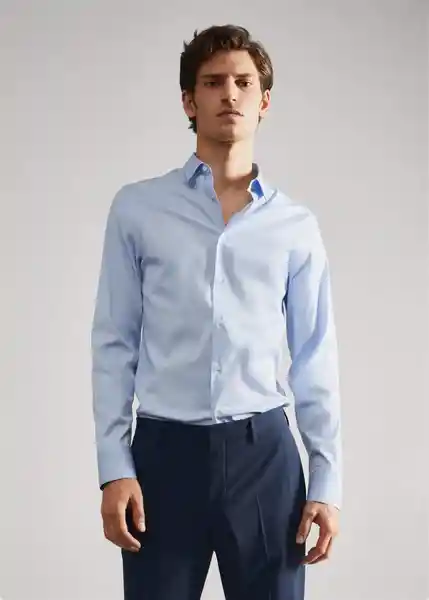 Camisa Emotion Celeste Talla XL Hombre Mango