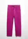 Pantalón Linen Fucsia Talla S Mujer Mango