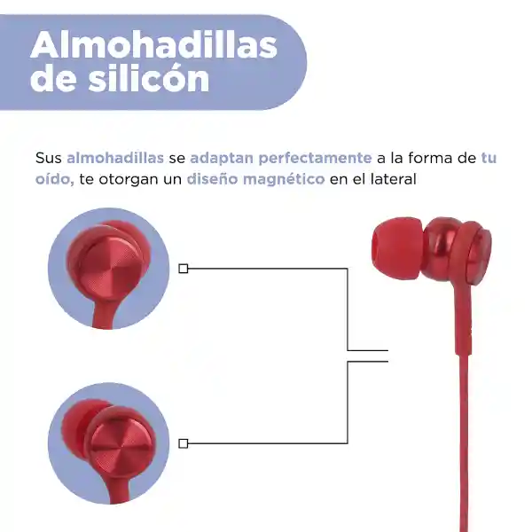 Audífonos Magnéticos de Cable Metal Mod Pa506 Rojo Miniso