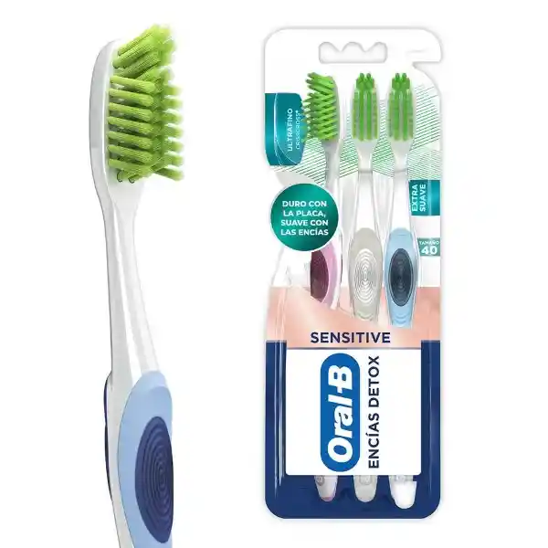 Oral-B Sensitive Encías Detox Cepillo Dental Extra Suave 3 Unidades