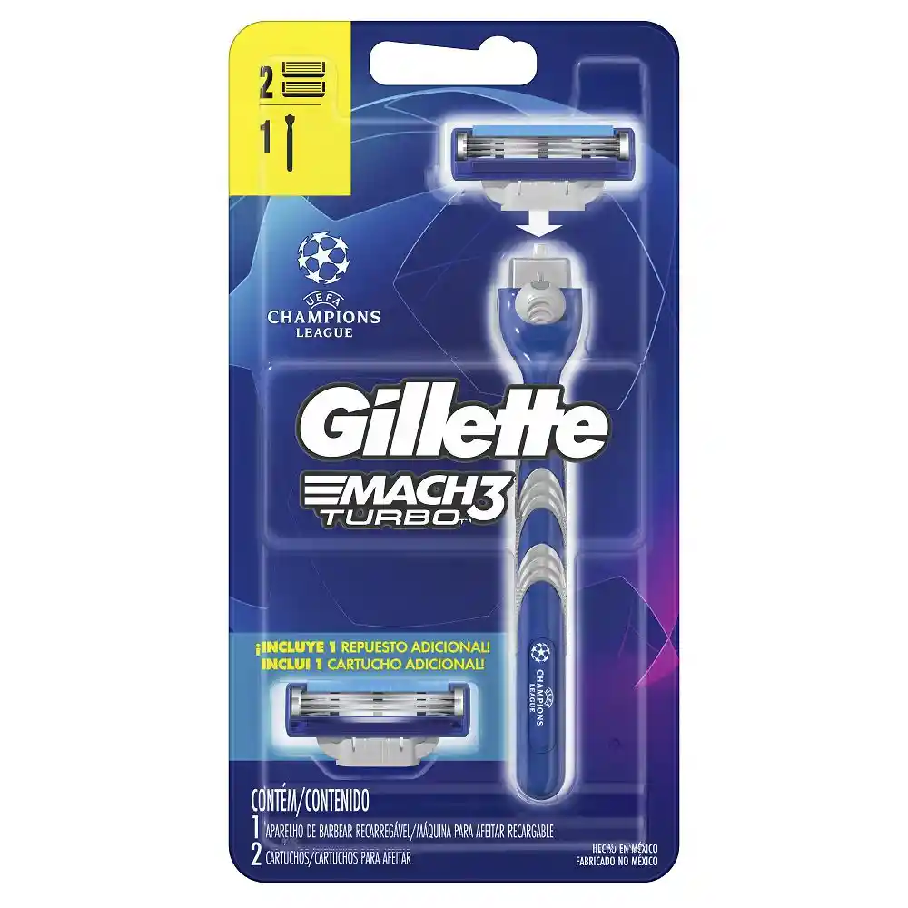 Gillette Maquina Afeitar Turbo Ucl Mach 3