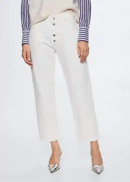 Jeans Carlota Blanco Talla 46 Mujer Mango