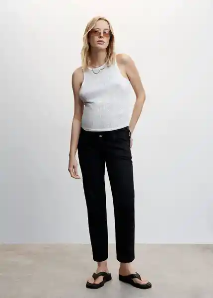 Pantalón Jean Straimum Tejano Negro Talla 34 Mujer Mango