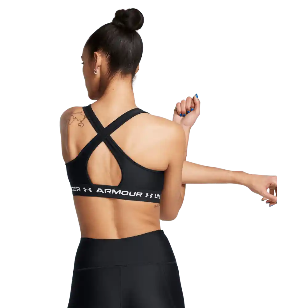 Under Armour Crop Crossback Mid Bra Mujer Negro SM