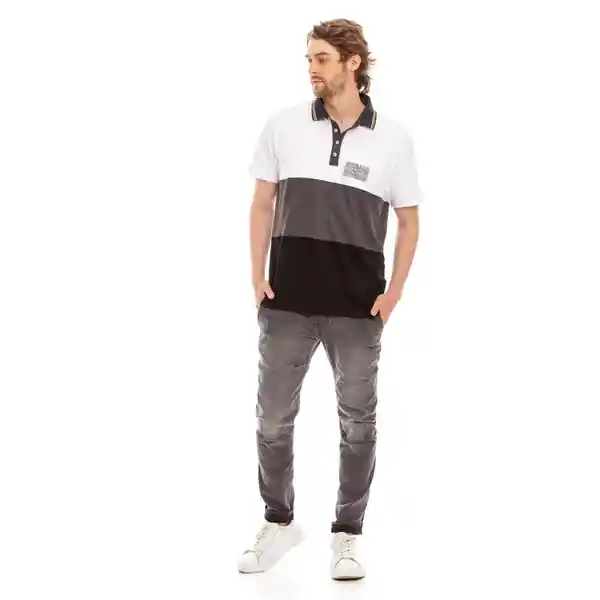 Marithé Francois Girbaud Camiseta Polo Blanco Gris Negro Talla L