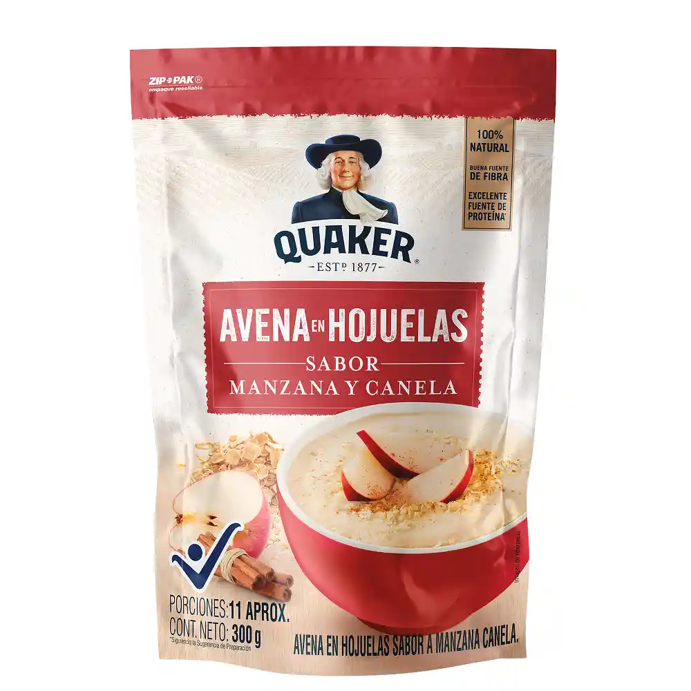 Quaker Avena Hojuelas Manzana-Canela 300g