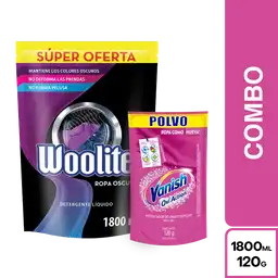 Combo Vanish Ropa Color en Polvo + Woolite Ropa Oscura 1.8L