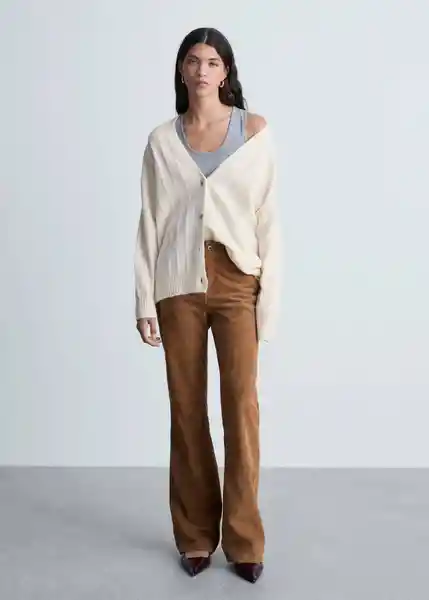 Buzo Cárdigan Taldote Crudo Talla S Mujer Mango