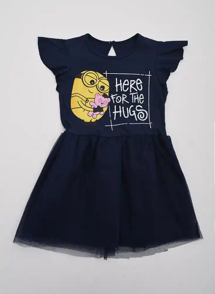 Navy Vestido Manga Corta Talla 3T