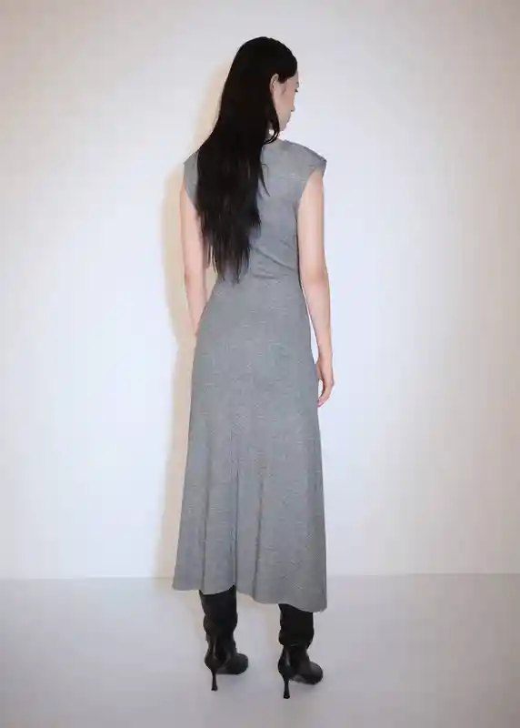 Vestido Basilo Gris Talla M Mujer Mango