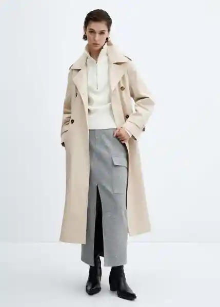 Gabardina Trench Angela Piedra Talla 27 Mujer Mango