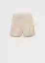 Short Paulo Beige Talla 44 Mujer Mango